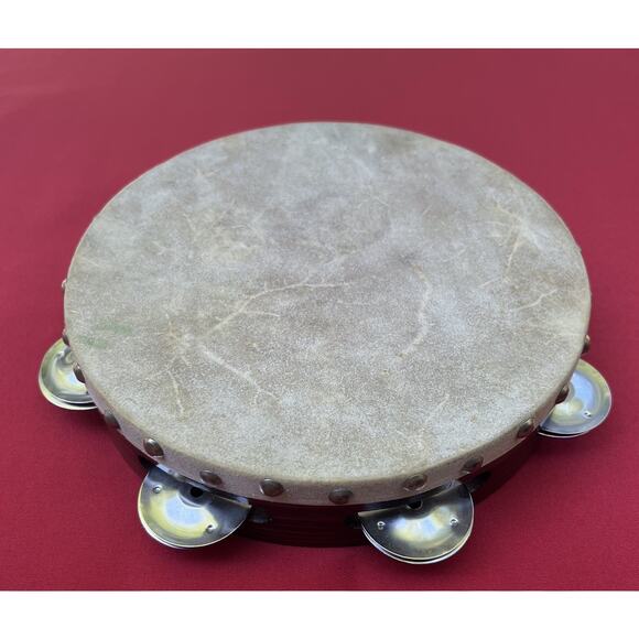 Unbranded Other - Vintage 8" Wooden Percussion Tambourine Single Row of Jingles Japan